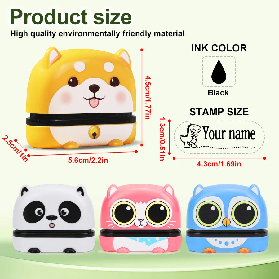Stampee character name stamps - Shiba, Panda, Cat, Owl